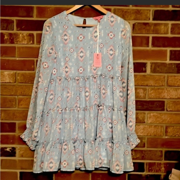 Simply Southern Dresses & Skirts - Simply Southern high neck baby doll & baby blue print dress.Lined.Size S 🐦. NWT